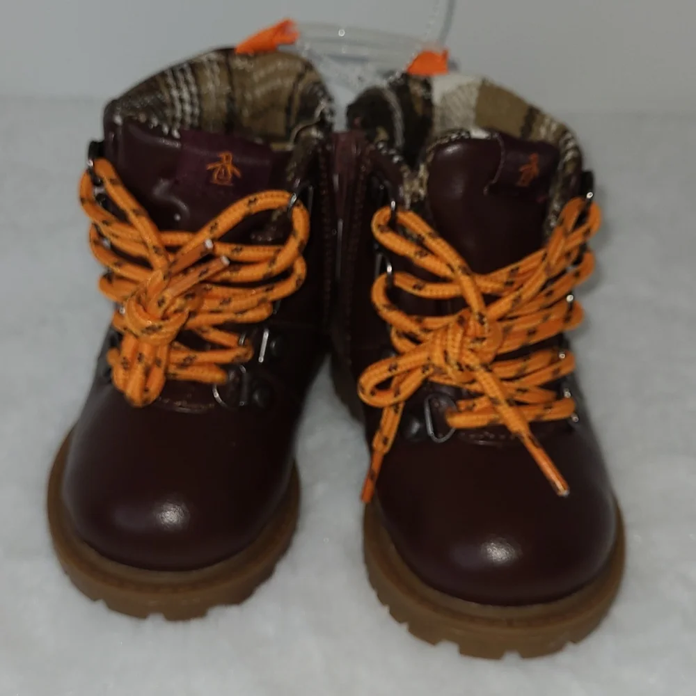 NWOT Original Penguin London Boots Brown w/ Side Zipper Boys' Size 9 - Picture 2 of 10